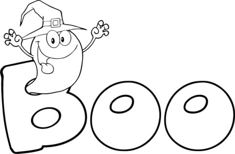 A Ghost Says  Boo  Coloring Page